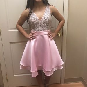 Jovani short formal light pink dress